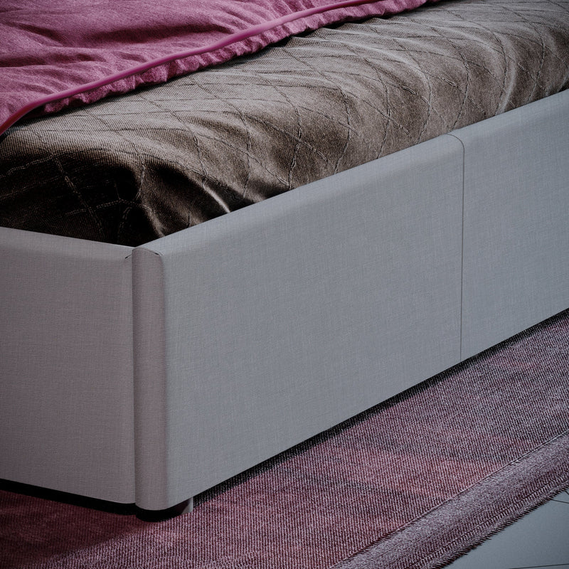Muvazzi Double Light Grey Ottoman Bed With Large Underbed Storage