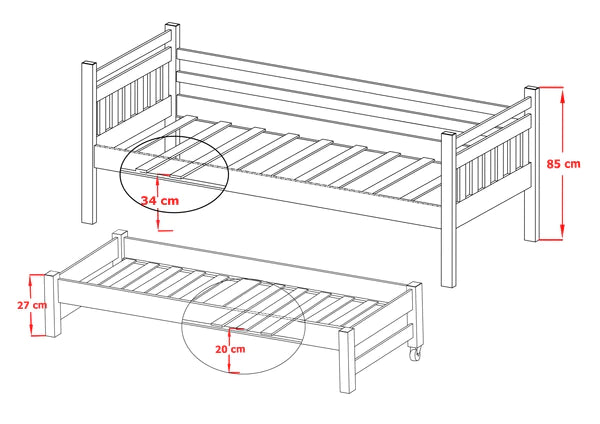 Luscanny Denzix Wooden double bed for Kids with storage drawers with mattress