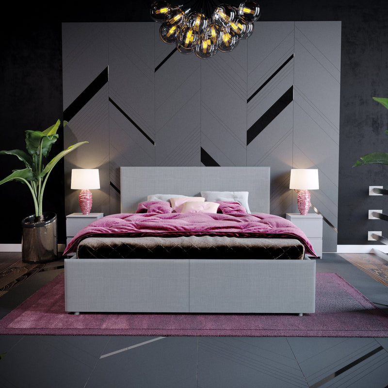 Muvazzi Double Light Grey Ottoman Bed With Large Underbed Storage