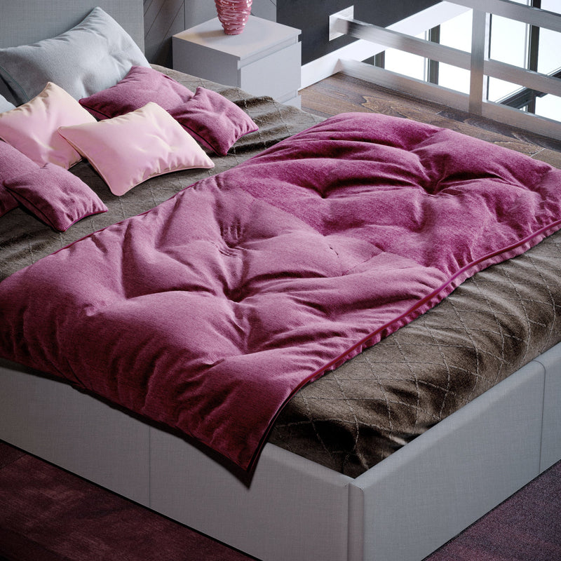 Muvazzi Double Light Grey Ottoman Bed With Large Underbed Storage