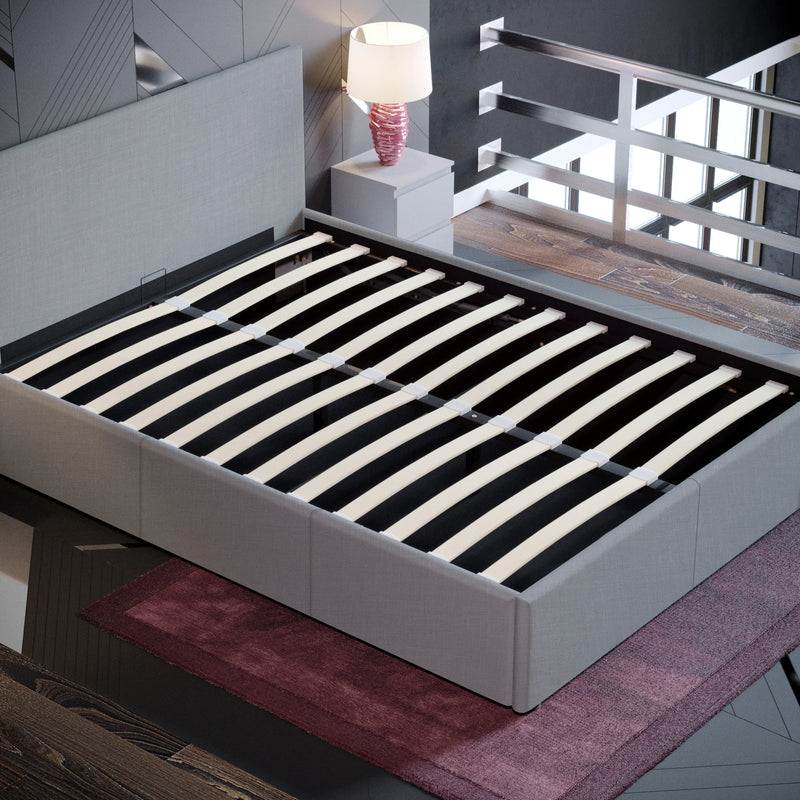 Muvazzi Double Light Grey Ottoman Bed With Large Underbed Storage