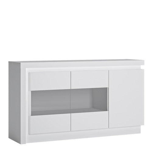 Luscanny verzzri 3 door glazed sideboard with LED Lightining in White and High Gloss