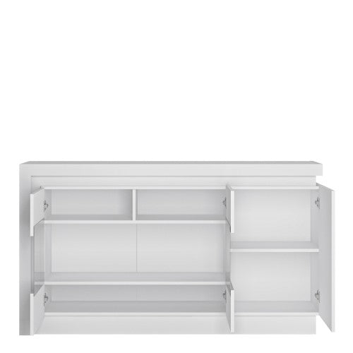 Luscanny verzzri 3 door glazed sideboard with LED Lightining in White and High Gloss