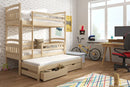 Luscanny XL Triple Wooden Bunk Bed with Trudle & Storage Drawers with mattress