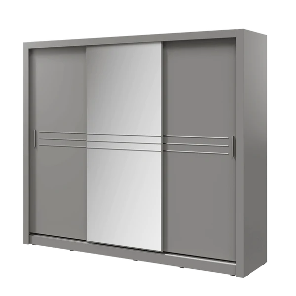 Cremava Large 3 Door Sliding Mirorr Wardrobe in 2 High Gloss Colours 250cm