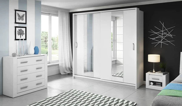 Aluzra Large 2 Door Sliding Mirror Door Wardrope High Gloss in 2 colours