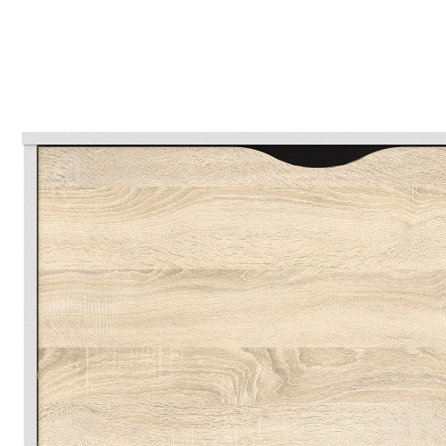 Luscanny Sideboard Cupboard Large 3 Drawers 2 Doors in White and Oak