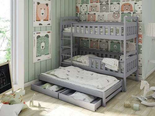 Lcanny Large Triple Wooden Bunk Bed with Drawer Storage