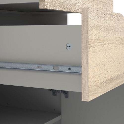 Luscanny Sideboard Cupboard Large 3 Drawers 2 Doors in White and Oak