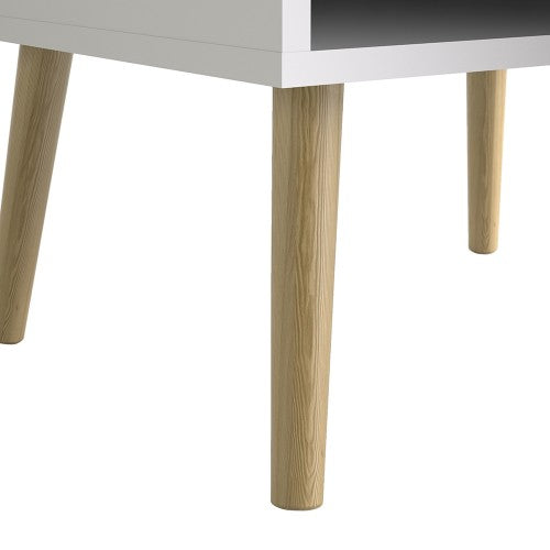 Luscanny Sideboard Cupboard Large 3 Drawers 2 Doors in White and Oak