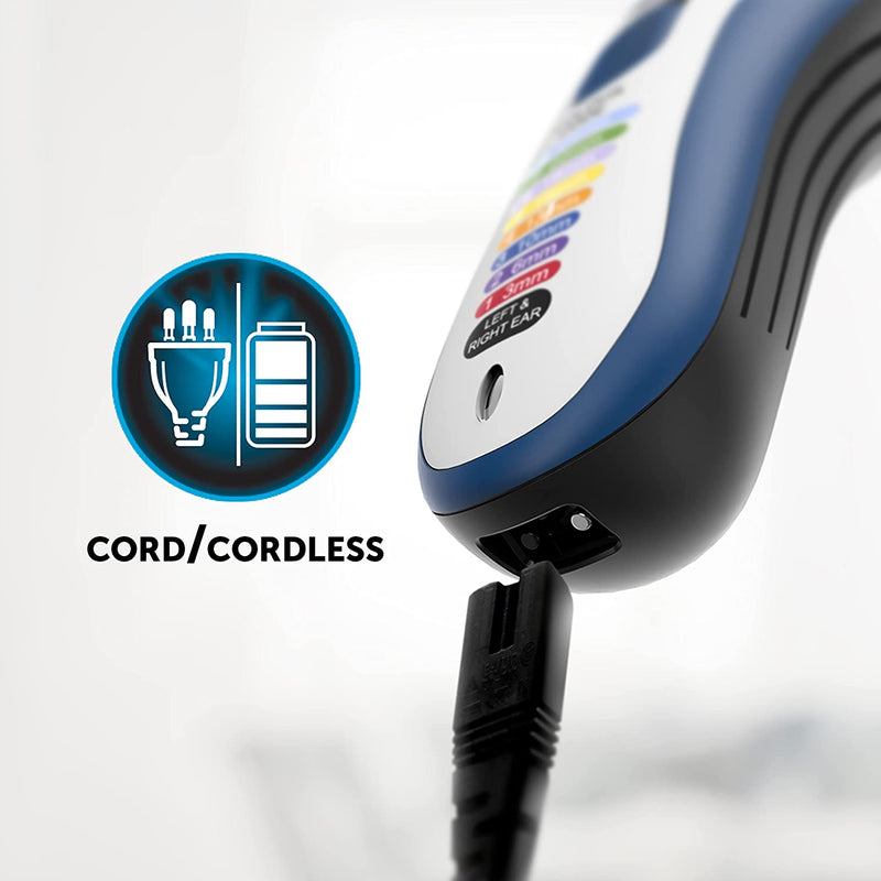 Wahl Colour Pro Cordless Clipper Kit, Soft Hairbrush Neck Duster, 12 Colour Coded Guide Combs