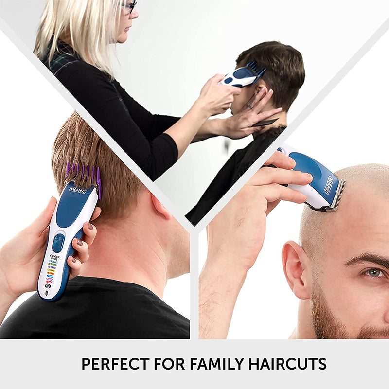 Wahl Colour Pro Cordless Clipper Kit, Soft Hairbrush Neck Duster, 12 Colour Coded Guide Combs