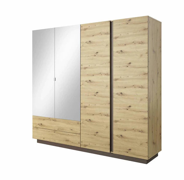 Zinsom Mirrored Wooden Hinged Door Wardrobe 220cm