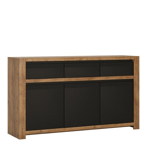 Luscanny Havetzi 3 door 3 drawer sideboard In Night Black Living Room