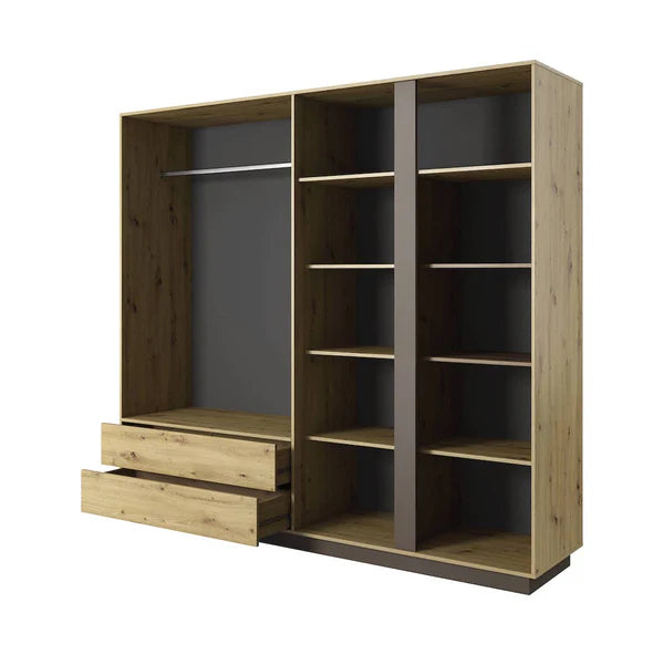 Zinsom Mirrored Wooden Hinged Door Wardrobe 220cm