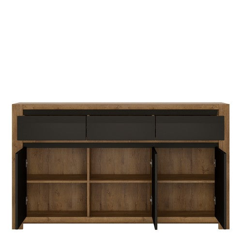 Luscanny Havetzi 3 door 3 drawer sideboard In Night Black Living Room