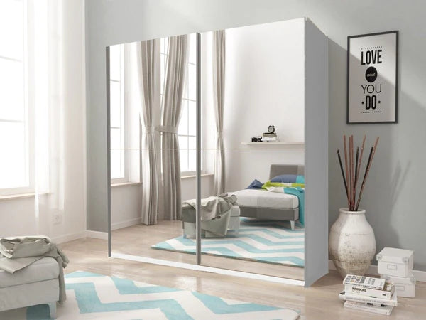 Mikriosare Glistening Glass Mirror Sliding Door Wardrobe