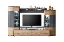 Luscanny Flezivine Polished Solid Wooden Oak Entertainment TV Display Unit 300cm