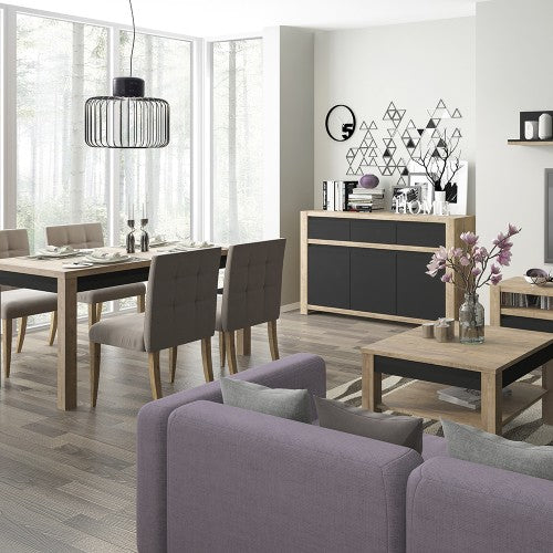 Luscanny Havetzi 3 door 3 drawer sideboard In Night Black Living Room