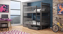 Levvrazae Wooden Bunk Bed with Trundle Storage and Fence for Kids Bedroom