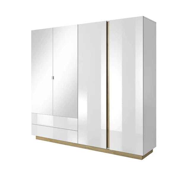 Zinsom Mirrored Wooden Hinged Door Wardrobe 220cm