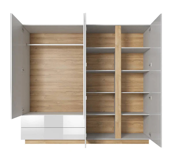 Zinsom Mirrored Wooden Hinged Door Wardrobe 220cm