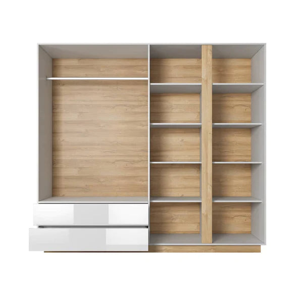 Zinsom Mirrored Wooden Hinged Door Wardrobe 220cm
