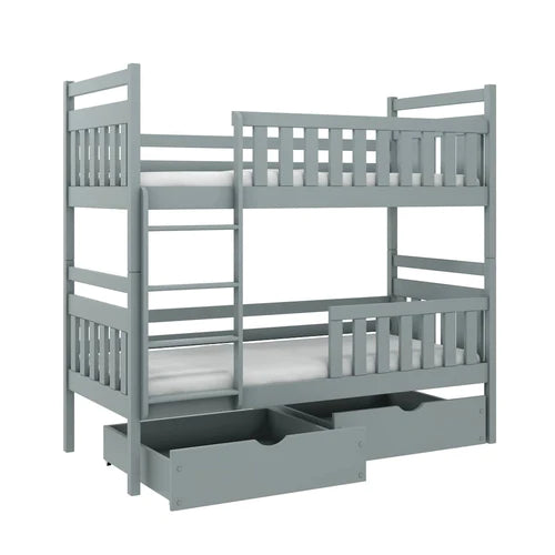 Levvrazae Wooden Bunk Bed with Trundle Storage and Fence for Kids Bedroom