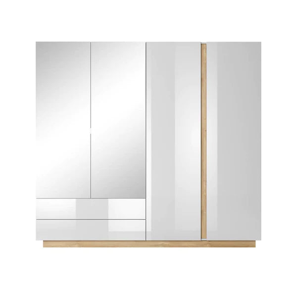 Zinsom Mirrored Wooden Hinged Door Wardrobe 220cm