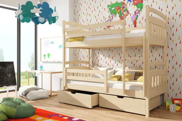 Luscanny Gabiano large wooden bunk bed with storage unit in 4 colours