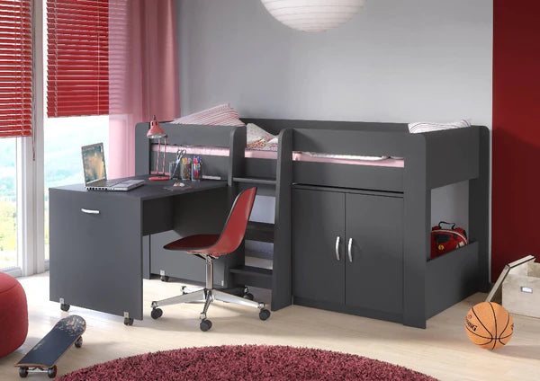 Luscanny Large bunk bed with Work Desk and cupboard