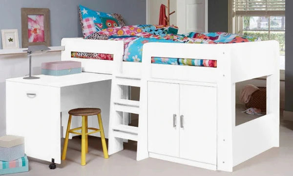 Luscanny Large bunk bed with Work Desk and cupboard