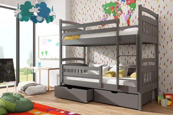 Luscanny Gabiano large wooden bunk bed with storage unit in 4 colours