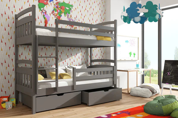 Luscanny Gabiano large wooden bunk bed with storage unit in 4 colours