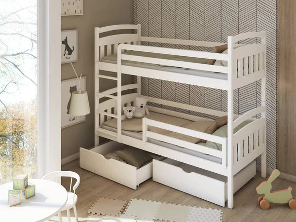 Luscanny Gabiano large wooden bunk bed with storage unit in 4 colours