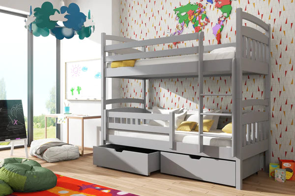 Luscanny Gabiano large wooden bunk bed with storage unit in 4 colours