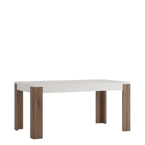 Marvezzi Large 160 cm Dining Table in High Gloss white & Oak For Living Room & Kitchen