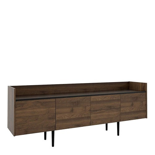 Luscanny TV Bennch Storgae Unit Sideboard 2 Drawers 3 Doors in Walnut and Black