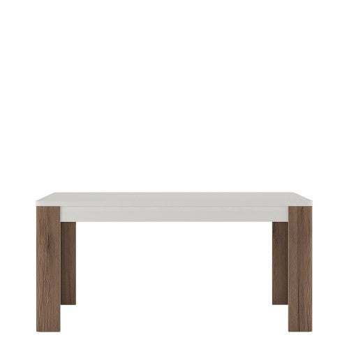 Marvezzi Large 160 cm Dining Table in High Gloss white & Oak For Living Room & Kitchen