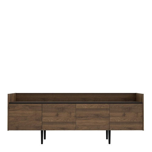 Luscanny TV Bennch Storgae Unit Sideboard 2 Drawers 3 Doors in Walnut and Black