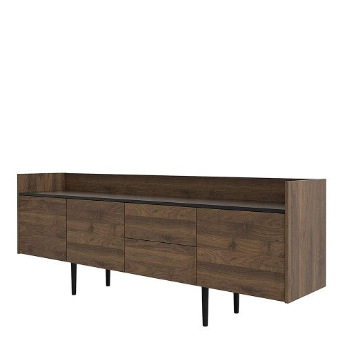 Luscanny TV Bennch Storgae Unit Sideboard 2 Drawers 3 Doors in Walnut and Black