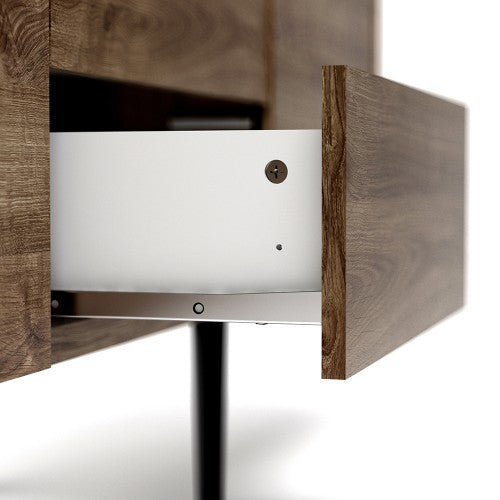 Luscanny TV Bennch Storgae Unit Sideboard 2 Drawers 3 Doors in Walnut and Black
