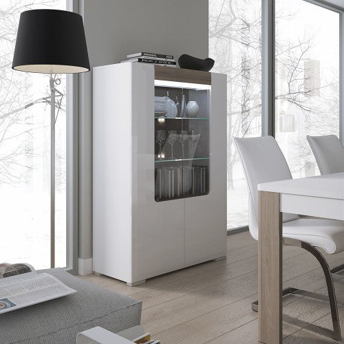 Marvezzi Large 160 cm Dining Table in High Gloss white & Oak For Living Room & Kitchen