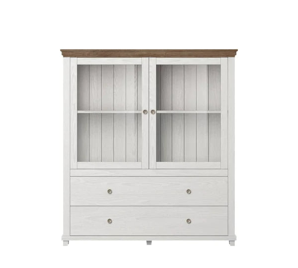 Luscanny Contemporary Display Cabinet with 2 Drawers in 2 Colours