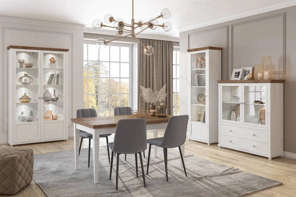 Luscanny Contemporary Display Cabinet with 2 Drawers in 2 Colours
